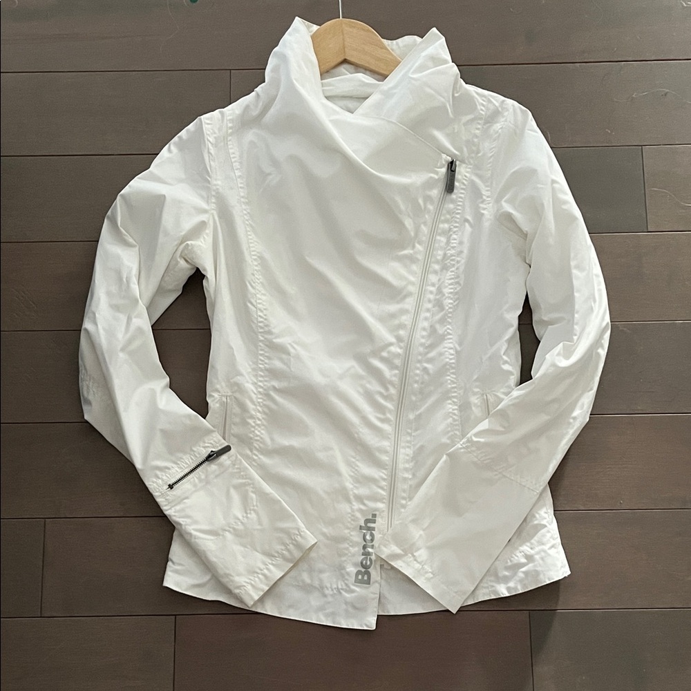 Bench White Asymmetrical Zip Trench Jacket